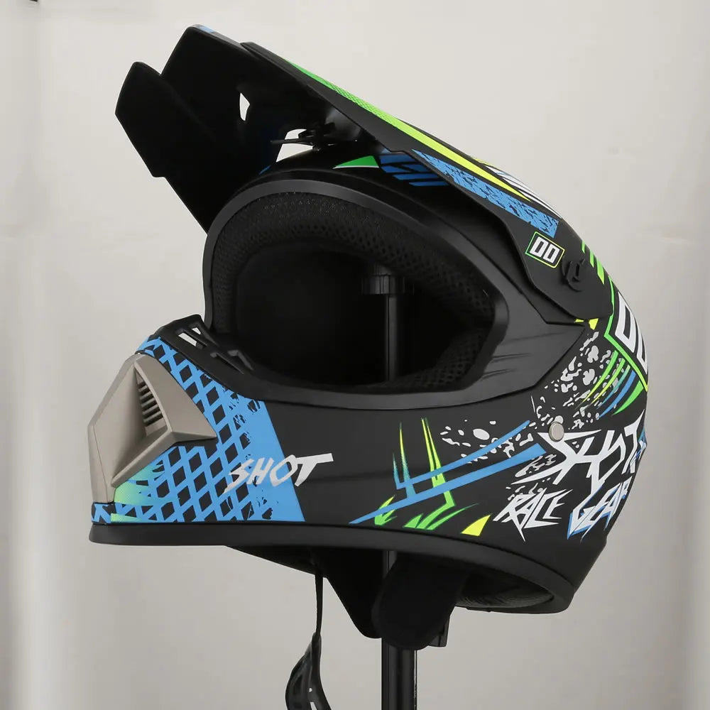 Motorcycle Helmet with Bluetooth Headset | Cutting-edge Motor Cross Helmet - Stay Connected & Protected