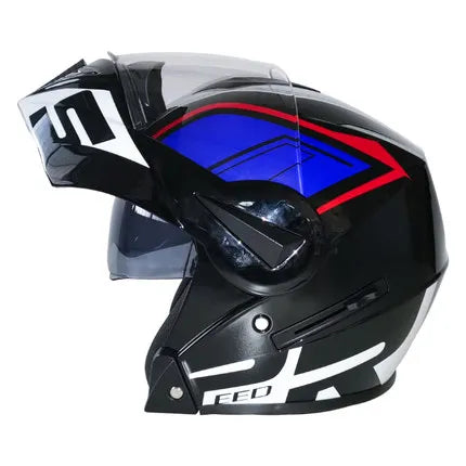 Full Face Motorcycle Helmet - Flip-Up Dual Visor Sun Shield & Bluetooth Ready for Adults Men Women - Street Bike/Motocross