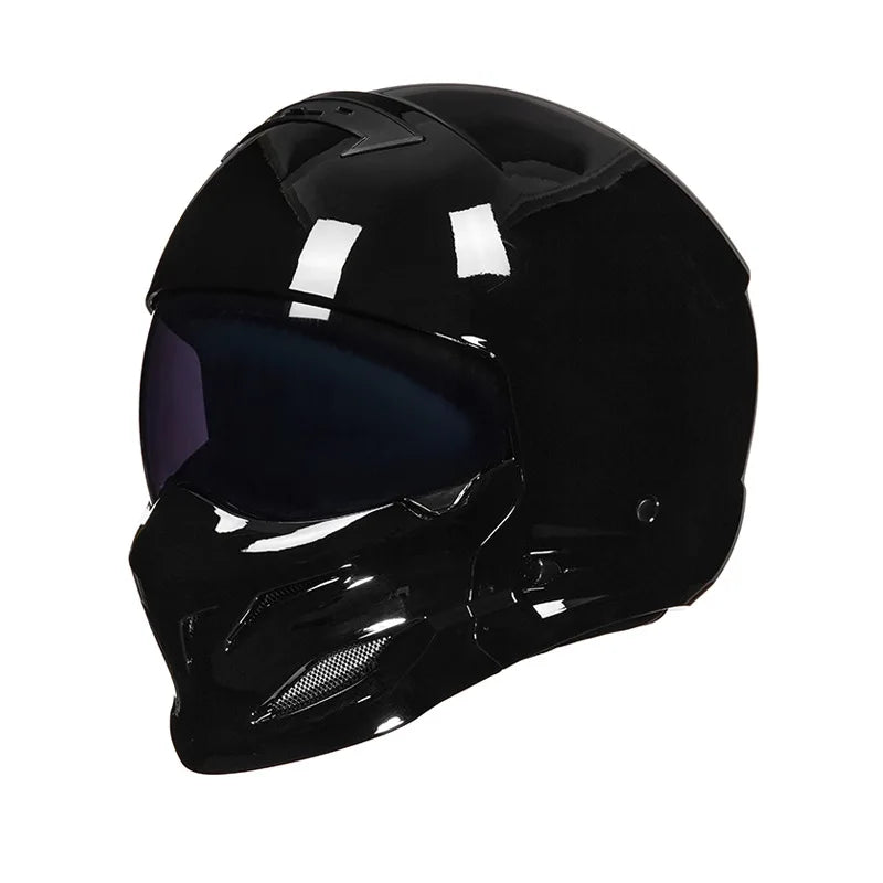 Vintage Full Face Motorcycle Helmet ABS Shell 3C/DOT Certified Detachable Visor Unisex All-Season Winter Use